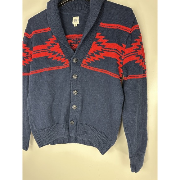 Gap Cardigan Sweater Men's Medium Shawl Collar Thick Knit Southwestern Aztec - Picture 4 of 12